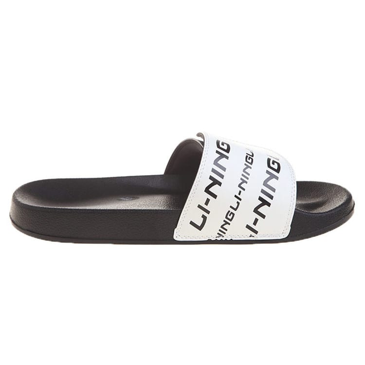 Li Ning Quiet Slip Resistant Quiet Slip Resistant Slide Slippers Men's Black White AGAR021-1