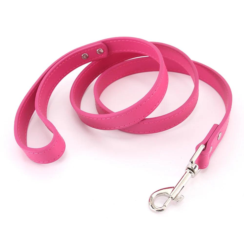 16 Colors Dog Leash Soild Color Leather Pet Walking Training Leads For Small Medium Large Dogs Cat In Collar And Harness 120cm