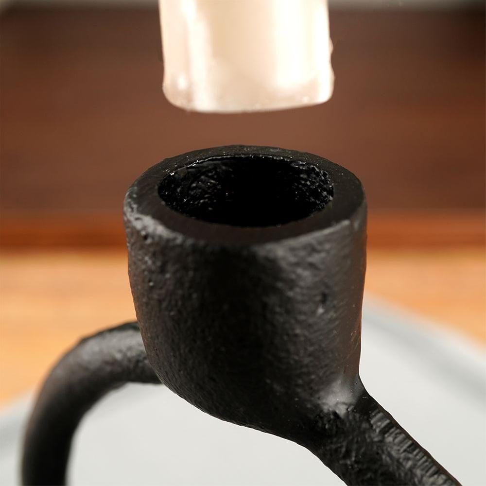 Black Metal Candlestick Stand for a Long Candle Decorative Table 15 cm