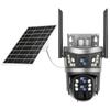 Panorama-Solarkamera mit Dual-Bildschirm, 4G, Triple-Objektiv, 10x Zoom & Überwachung mit Akku mit geringem Stromverbrauch