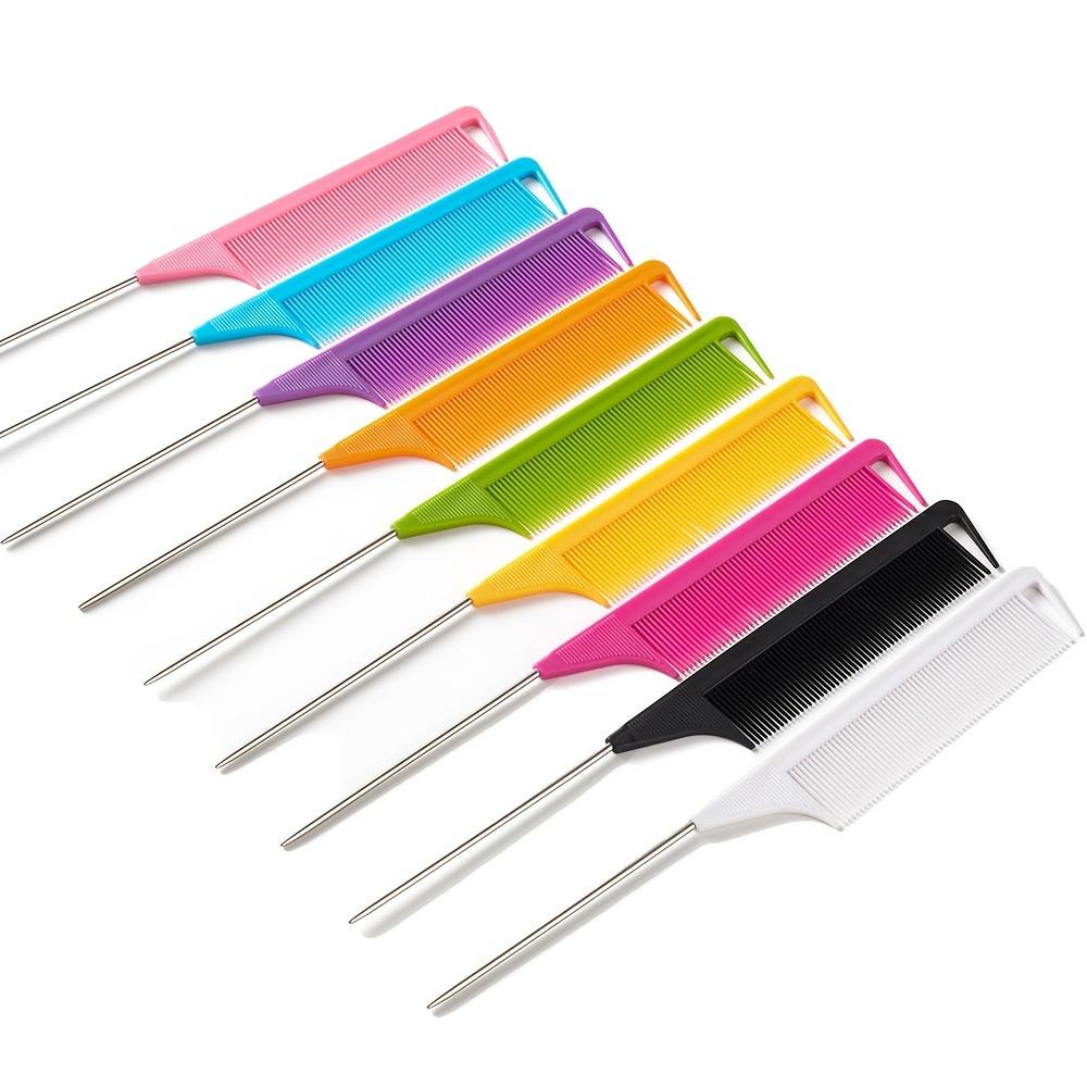 1/2/5pcs Multicolor Professional Pointed Tail Hair Comb Anti-Static Dyeing Brush Barber Steel Needle Comb Salon Hairstylist Accessories