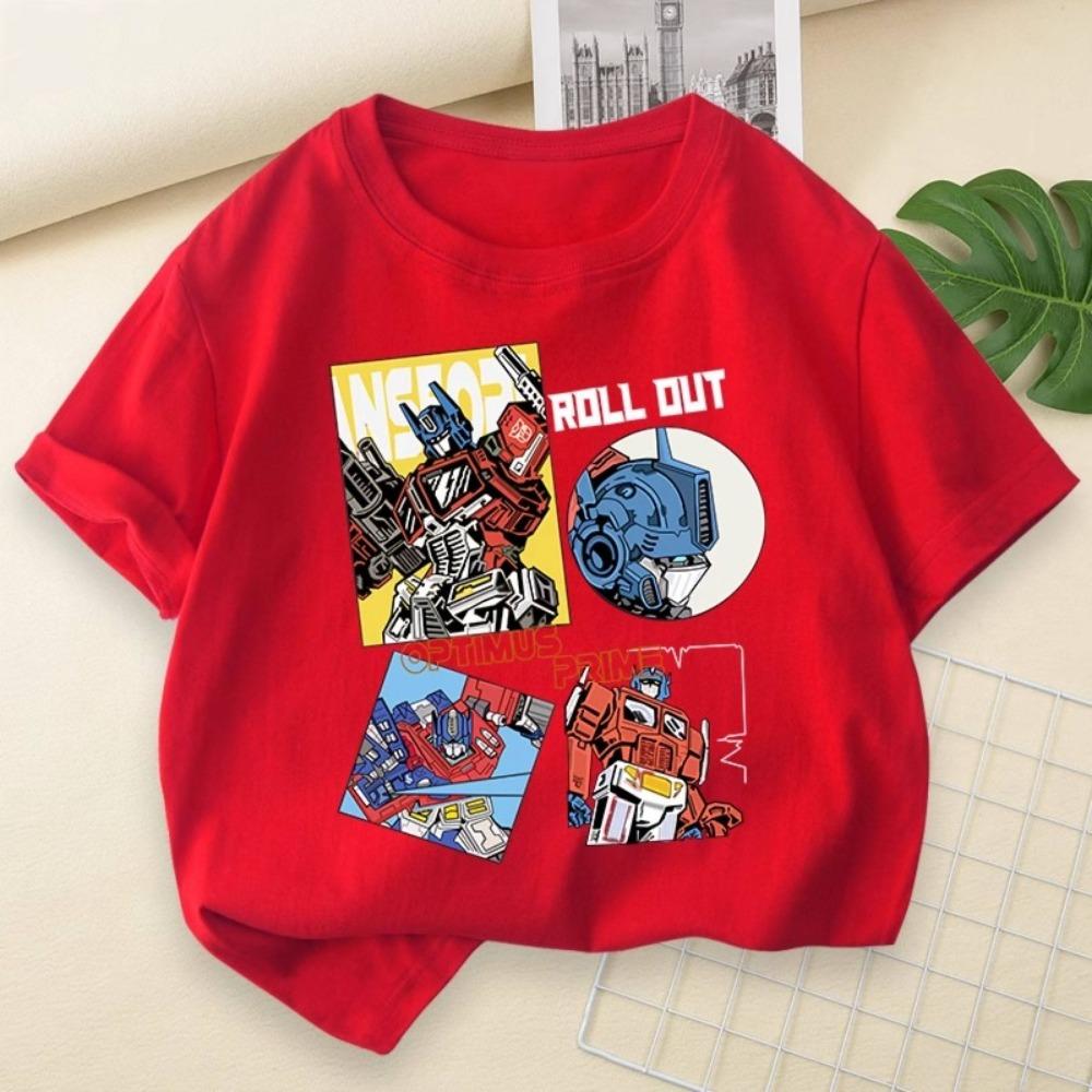 2026 Summer Cotton Versatile Breathable Cool Parent Child Wear Transformers Autobots Attack Cartoon Printed Children's T-shirt