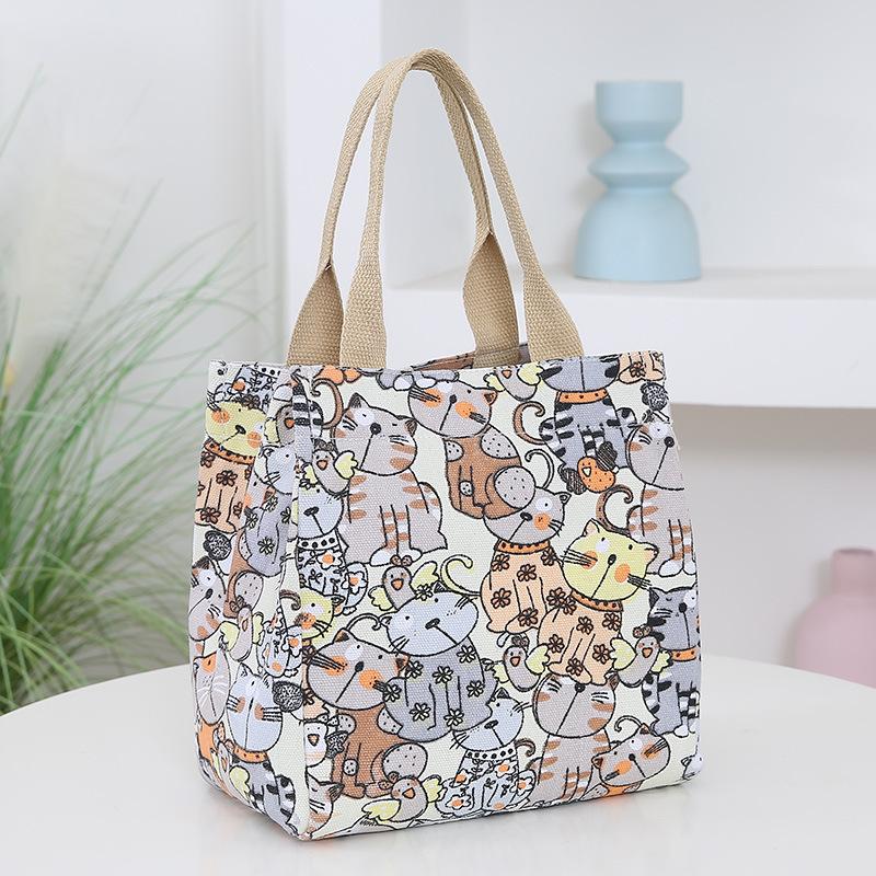 Bolso de playa de verano para mujer, bolso de mano para mujer, bolso de hombro, bolso de mano con estampado de gato pequeño