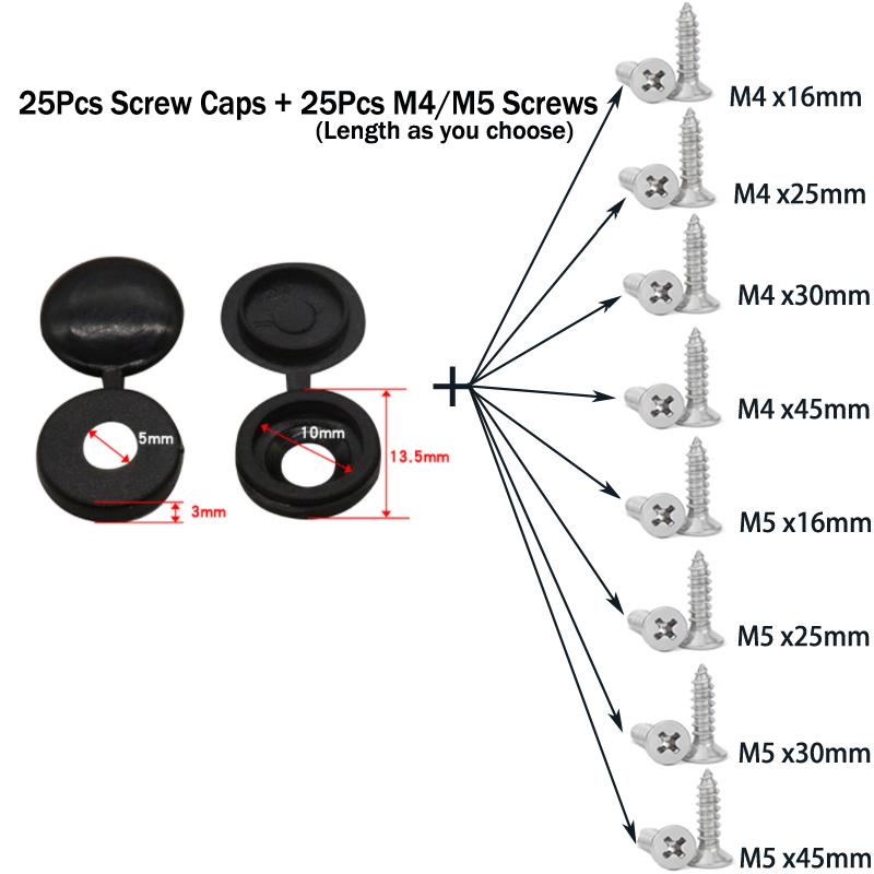 50 buc Capace cu șuruburi Capace cu balamale pentru șuruburi cu șuruburi din oțel inoxidabil 304 pentru mobilă auto Piulițe decorative șuruburi de acoperire Hardware