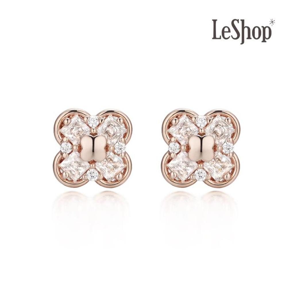 

[LsSHOP] 14K Double Clover Earrings (Gold Plated)_LJ5004BRE