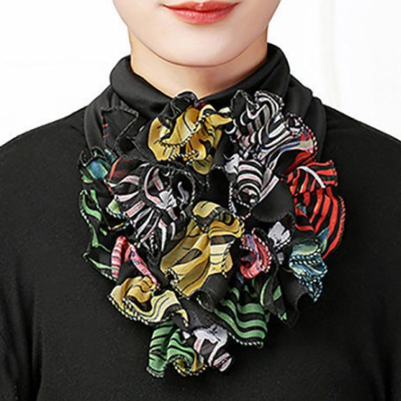 Spring Summer Chiffon Neck Collar Scarf Women Head Thin Sunscreen Variety Small Silk Anti-UV Scarf Mask Multi-Function Scarf
