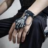 Goth Black PU Leather Skull Finger Wrist Chains Rings Bracelets Women Punk Hand Bangles Halloween Grunge Jewelry Steampunk Men