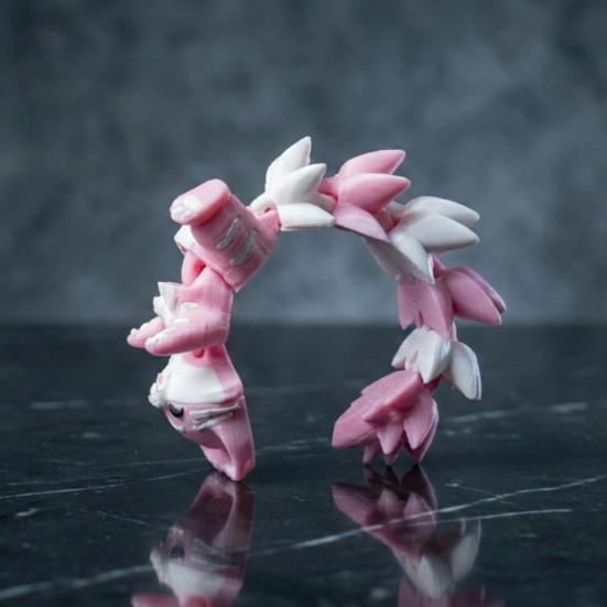 Keychain Cartoon Cat Fox Design with Metal Ring Keychain Pendant 3D Printed Movable Joints Flexible Body