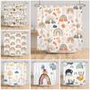Boho Rainbow Shower Curtain Cute Bohemian Plant Print Waterproof Bath Curtain For Bathroom Decor Polyester Fabric With 12 Hooks