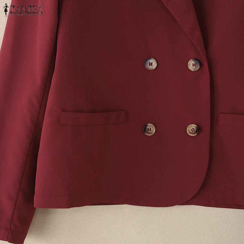 ZANZEA Women Lapel Long Sleeve Casual Thin Cardigan Blazer