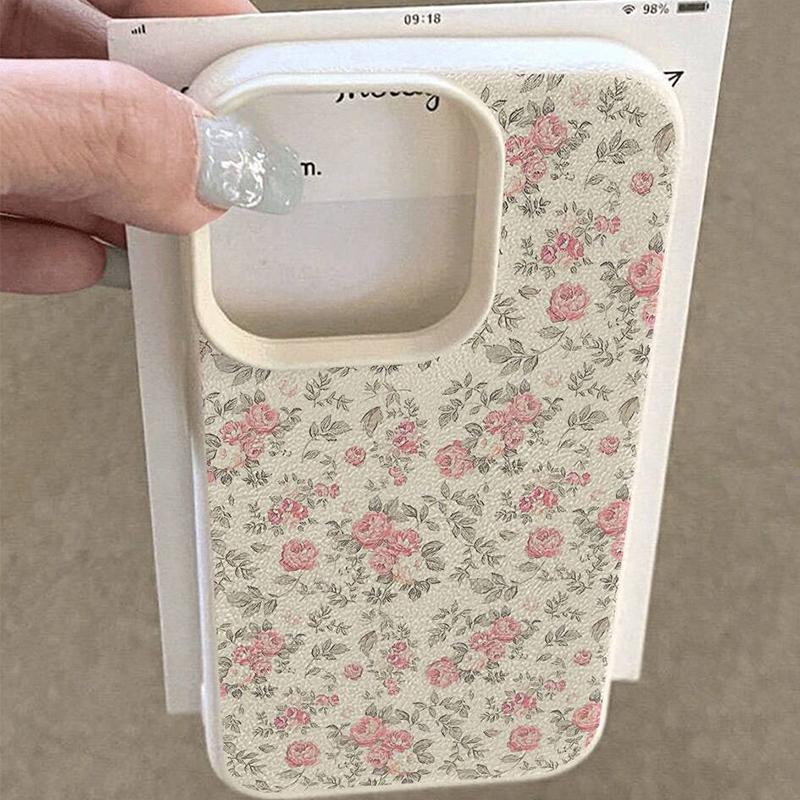 Pink Floral Pattern Anti-Fall Anti-Slip Soft Phone Case For IPhone 17 17Air 11 12 13 14 15 16 Plus 17 Pro Max Cover Case Funda