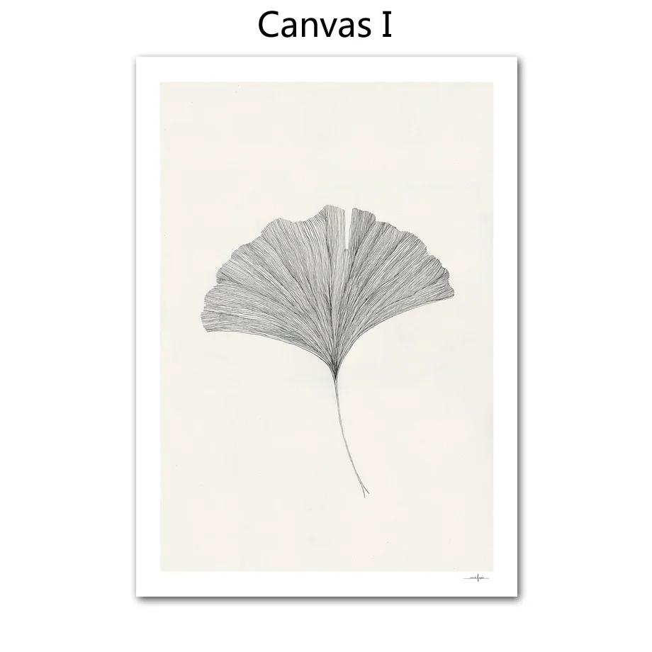 

Abstract Geometric Leaf Canvas Painting, Nordic Posters and Print Wall Pictures for Living Room Decor, Ginkgo Biloba 21x30cm No Framed
