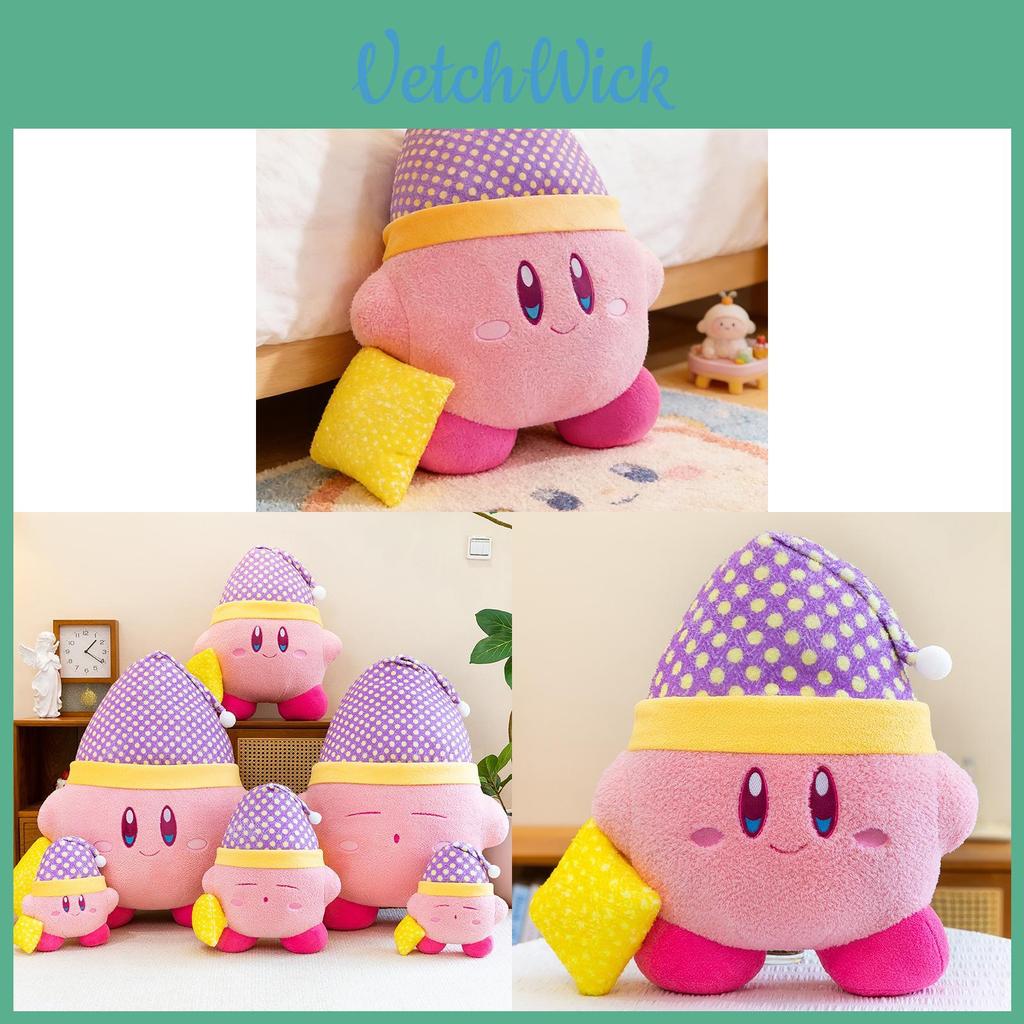 Star Kirby Plush Toy With Sleep Cap Cartoon Cute Doll Gift For Girls And Boys