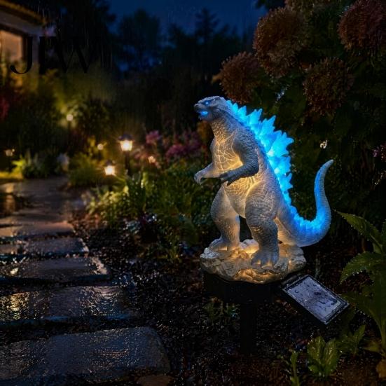 Garden Sasquatch Statue Dragon Solar Light, Outdoor Lamp, Fantasy Medieval Gothic Sculpture Creature Sculpture, Pathway Light for Yard Lawn
