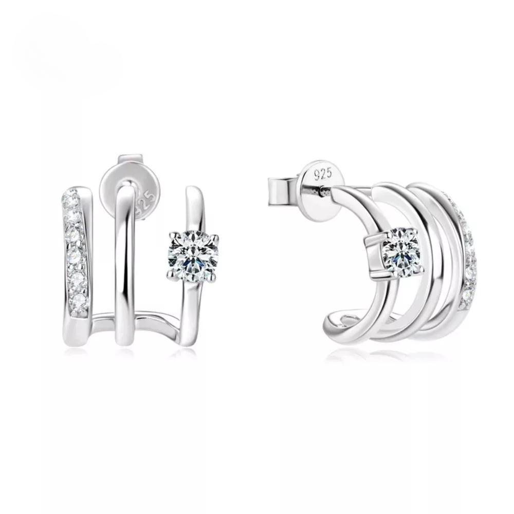 

Серьги-гвоздики из муассанита, стерлинговое серебро 925 пробы, сертифицированные, круглые серьги-кольца с бриллиантами 4 мм и 1,6 мм, обручальные украшения