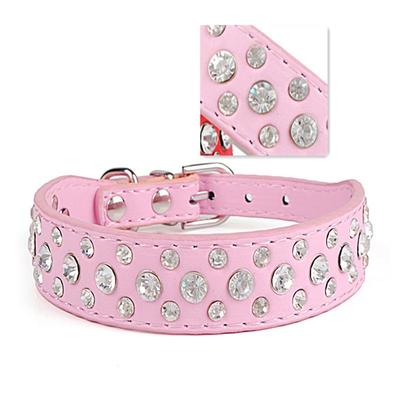 Cute Bling Cat Collar Puppy Dog Pet Neck Strap Crystal Collar PU