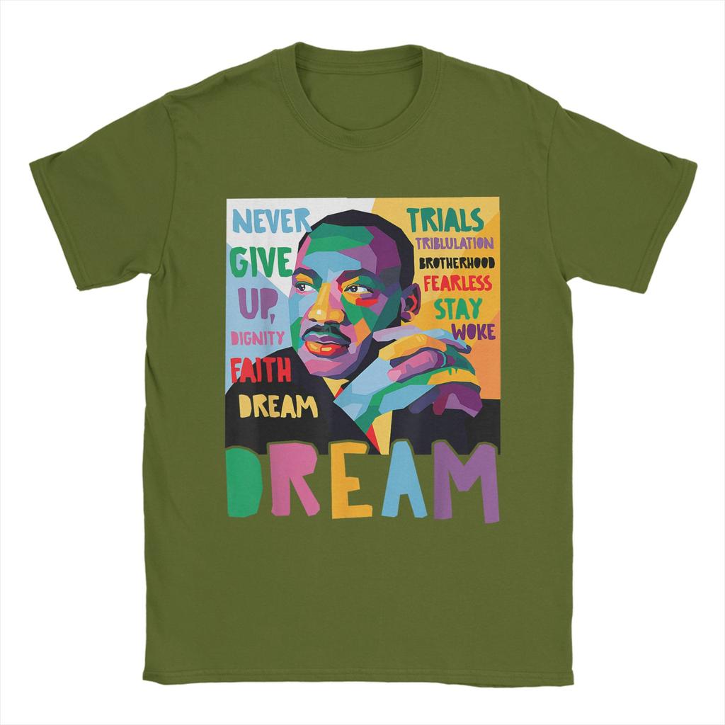 Mese della Storia Nera Martin Have Dream Giorno di Martin Luther King Maglietta in Cotone Uomo Estate Street Style T-shirt Girocollo T-Shirt Taglie Forti