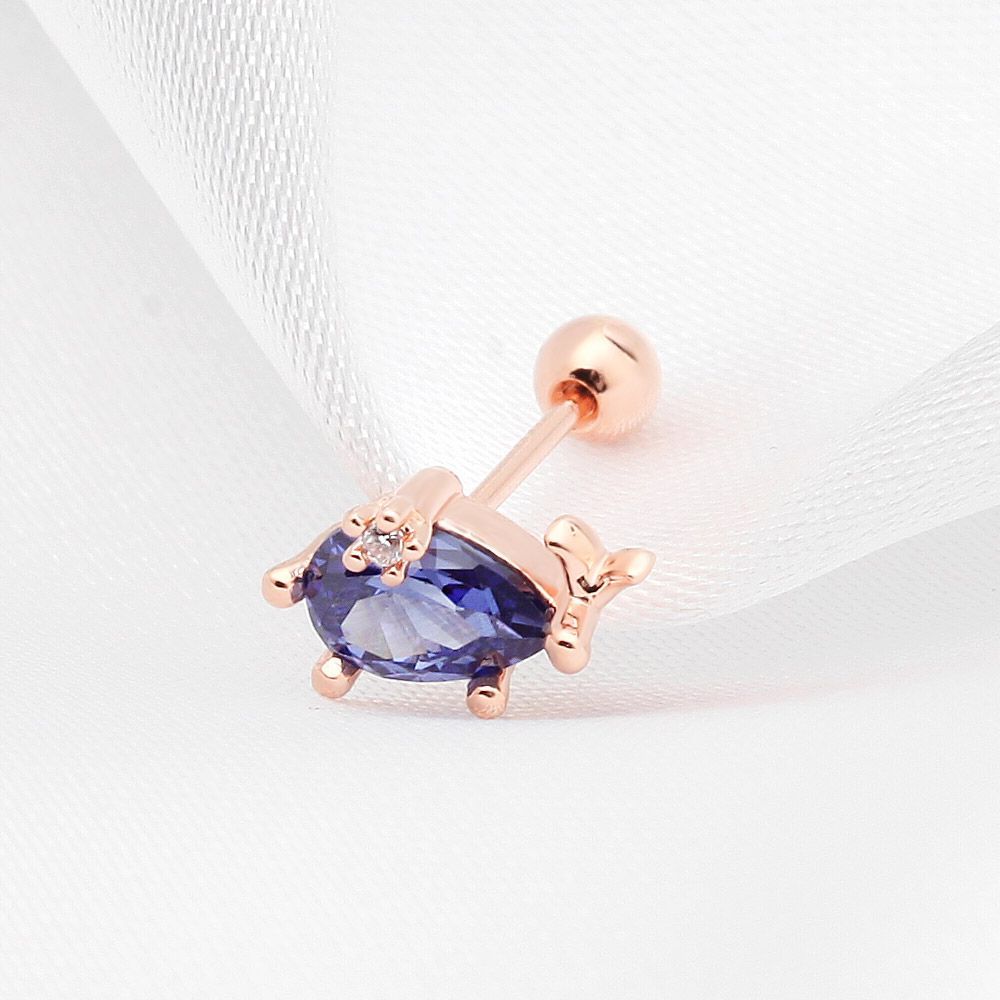 14K Blue Rose Gold Piercing Gold Needle Whale Cubic