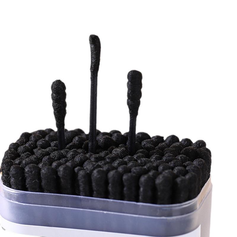 Black Cotton Swab Japanese Ear Pick - Disposable Double-Headed for Blackhead Cleaning