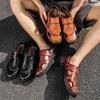 Herrenschuhe in großer Größe Zehensandalen aus echtem Leder Wasserdichte Büffelleder Herren Badeschuhe Weiches Leder Sommer Doppelzweck Outdoor-Bekleidung