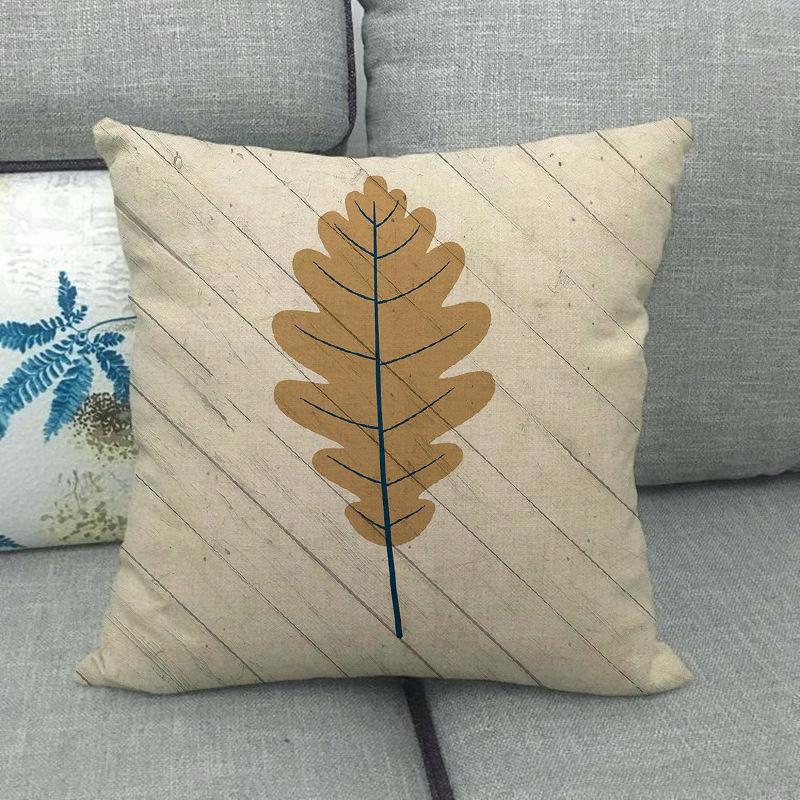 Autumn Maple Plants Digital Printing Short Plush Pillow Covers Decorative For Car Sofa Office Cushion Cover Home Goods