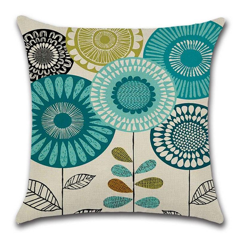 Elegant Fashion Flower Cotton Linen Cushion Cover For Home Bed Sofa Decor 45cm