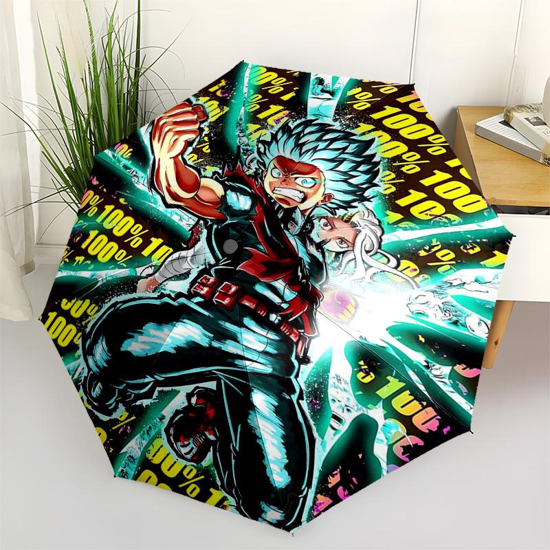 

1pc My Hero Academia Boku No Hero Academia Izuku Midoriya Katsuki Bakugo Outdoor Umbrella Automatic Opening and Closing Portable Three-Fold Design 8 B