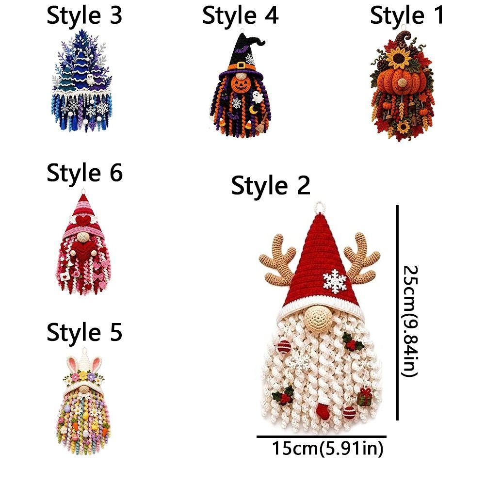 Hand-Knitted Seasonal Crochet Door Hanger Kit Santa Claus Easter Bunny Crochet Gnome Door Decor Kit Christmas Tree