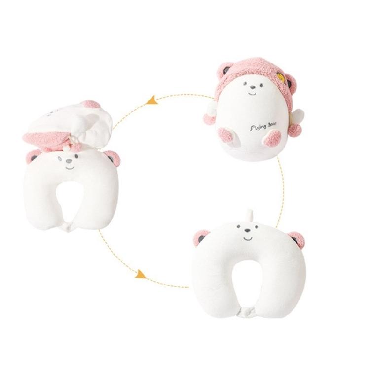 Kids Travel Pillow 2 in 1 Deformable Neck Pillow Soft Ushaped Pillow with Lovely Animal Sleep Companions