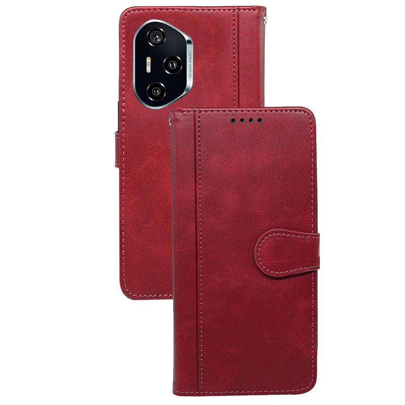 

Для Honor 300 Pro Чехол из телячьей кожи с текстурой, подставка, чехол для телефона в стиле книжки Red