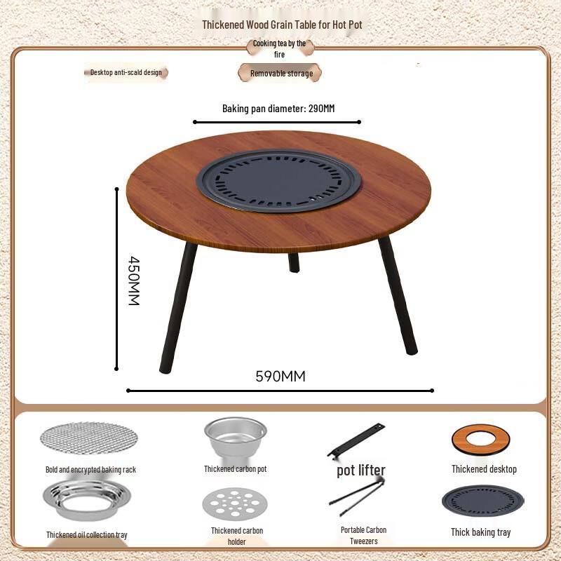 Outdoor Multi-functional Charcoal Fire Pit Table Full Set