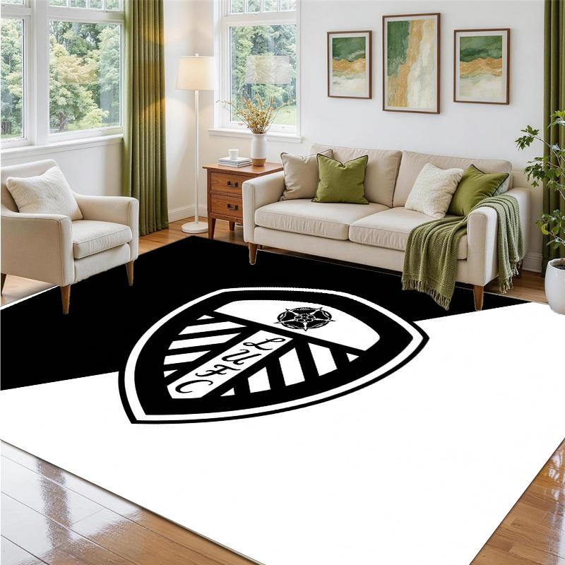 Leeds United Football Design Crystal Velvet Rug Soft Decorative Mat for Bedroom Entrance