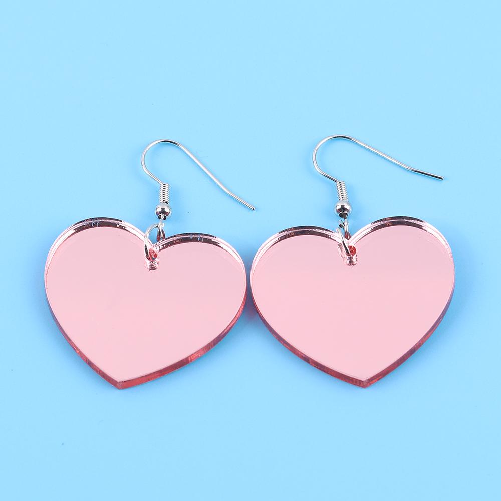Gold Silver Color Mirrored Heart Acrylic Dangle Earrings for Women 2025 Trending Peach Love Pendant Earring Simple Jewelry Gifts