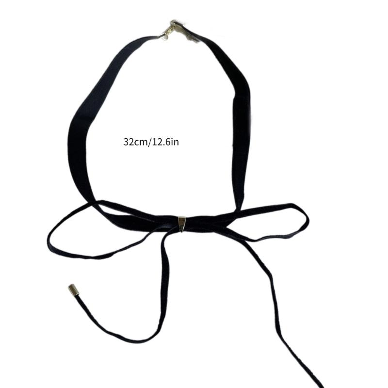 Stylish Long Bowknot Choker Black/Wine Necklace Lady's Trendy Velvety Clavicular Chain Chic Choker Neck Jewelry