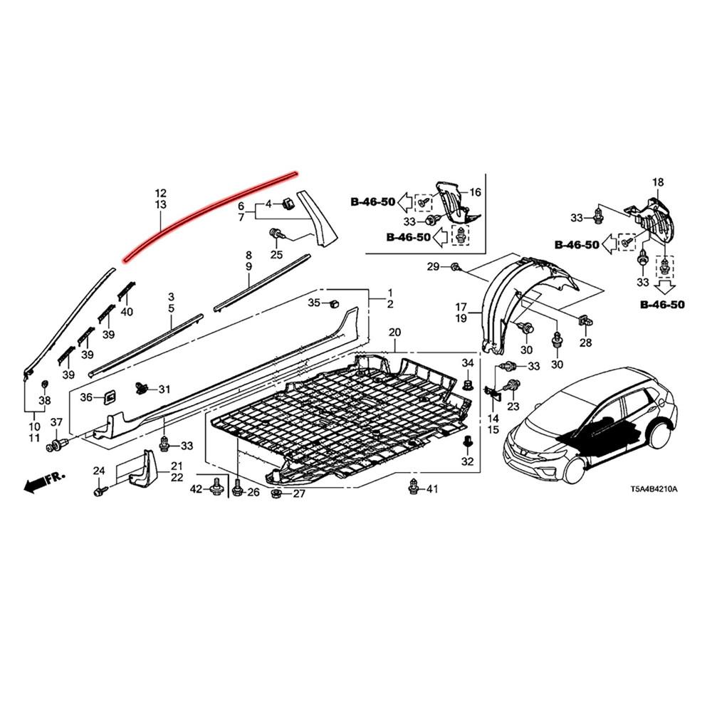 Pair For 15-20  Honda Fit Jazz GK Roof Drip Side Molding Assy Rubber Seal
