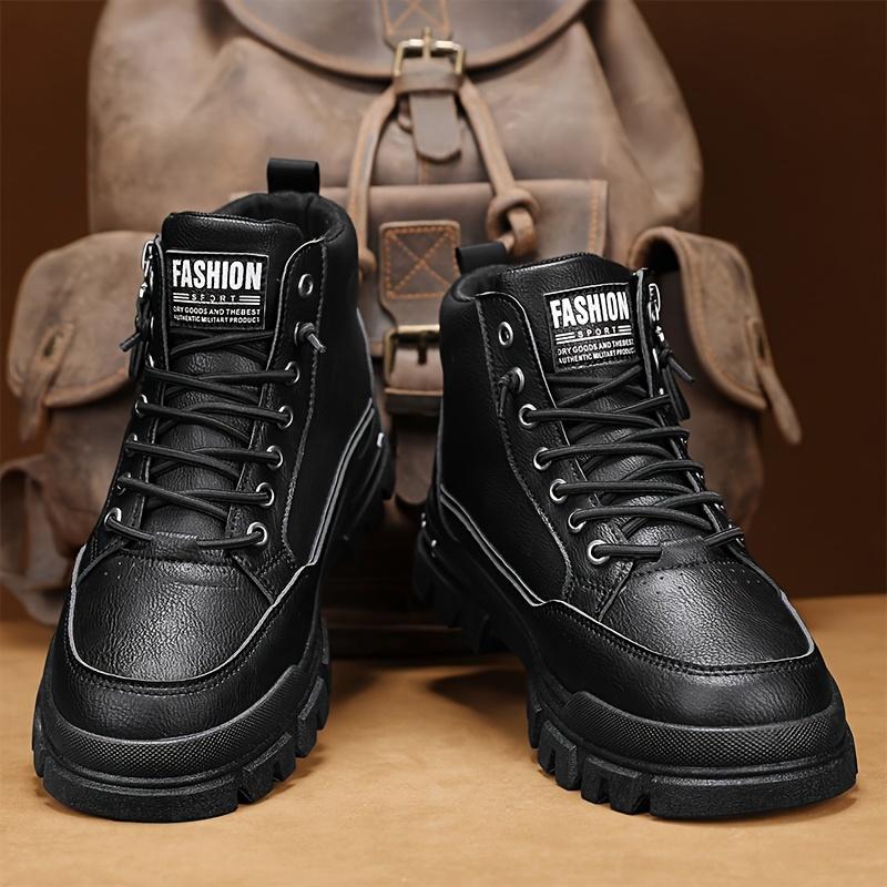 Men s Vintage Casual Sports Boots Solid Color Mid-Top Lace-Up with Plain Toe Faux UpperFabric Inner PVC Sole EVA Insole for All-Season Daily Wear 46 2919₽