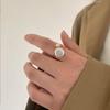 Large Natural Baroque Freshwater Pearl Open Ring Wrapped In Gold, Versatile High-end Finger Ring Ins Female Niche