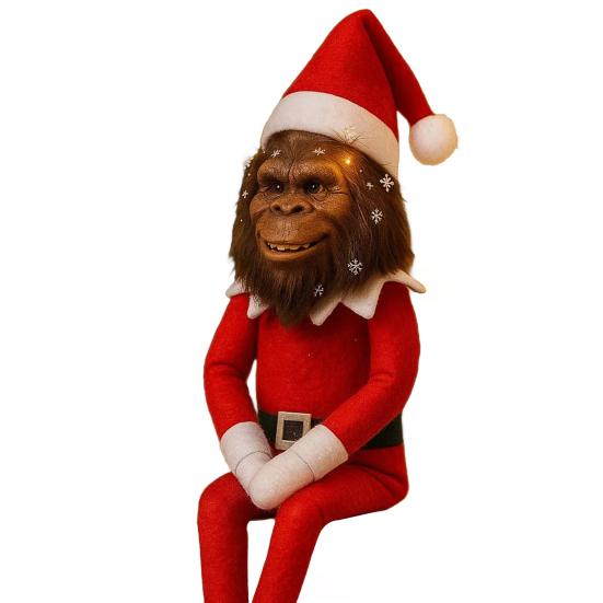 

Christmas Sitting Big Foot Doll Fabric Elf Toy Long Leg Monkey Sitting Posture Ornament for Bookshelf Table Decor