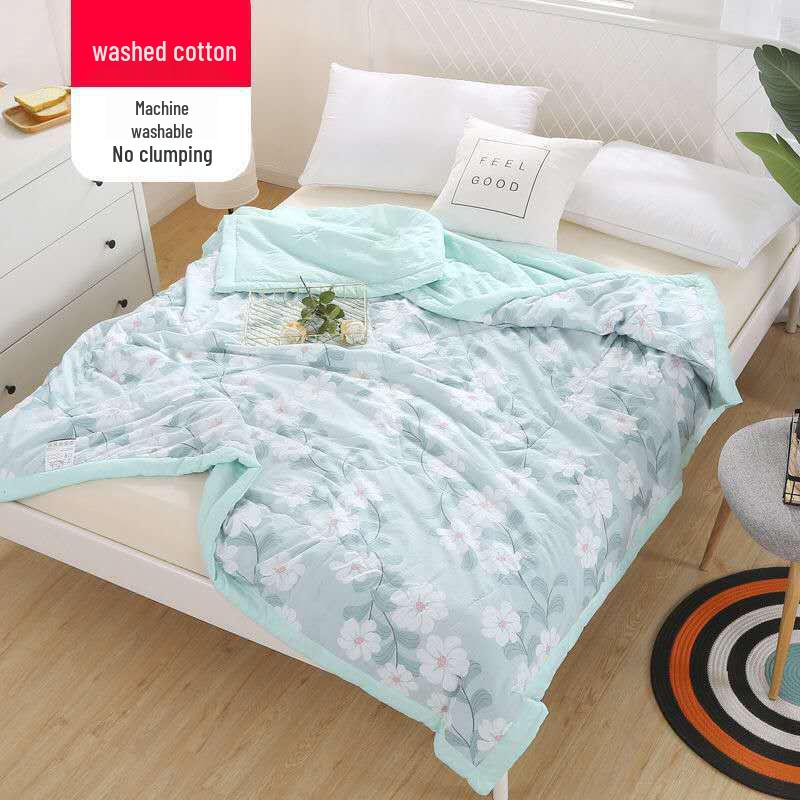 Washable Cotton Summer Quilt for Air Conditioning - Cool, Breathable, Thin Quilt for Kids and Adults