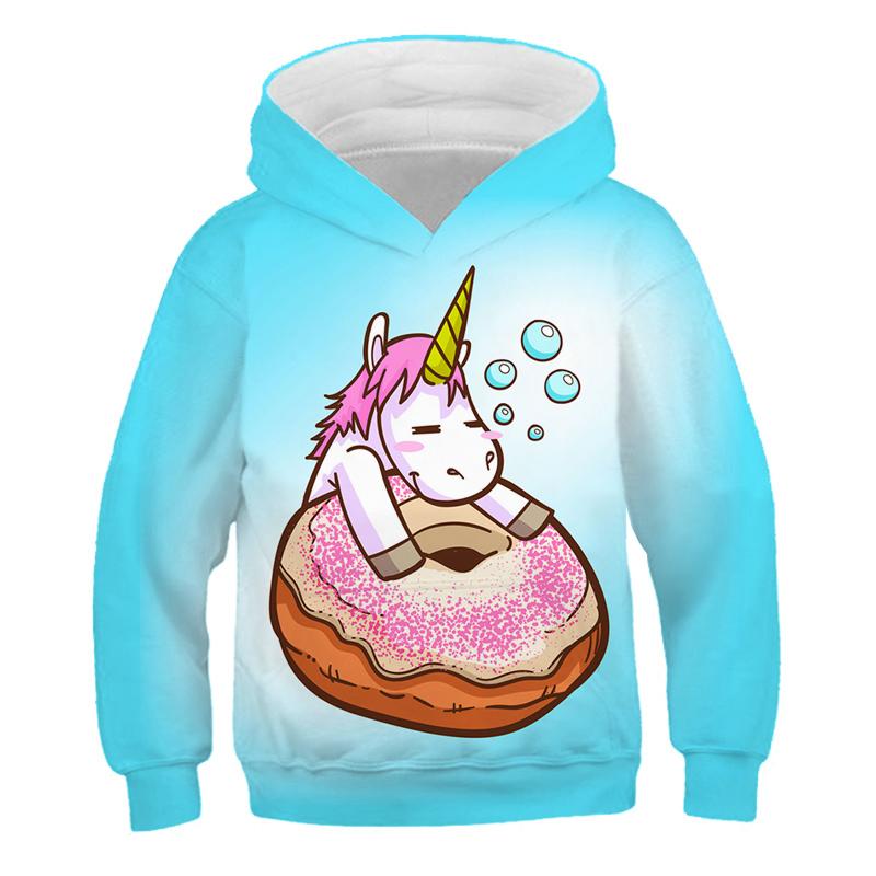 Unicorn 3D Hoodie Children Girls Spring Fashion Long Sleeve Printed Animal Hoodie Loose Cotton Sport Hooded Tops
