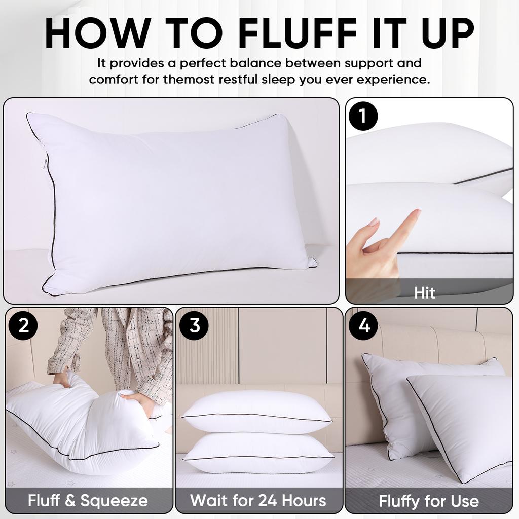 UFIST 1pc/2pcs Luxury Pillow, High Pillow Core, No Collapse Deep Sleep Neck Support  All Seasons Luxury, Five-star Hotel Quality