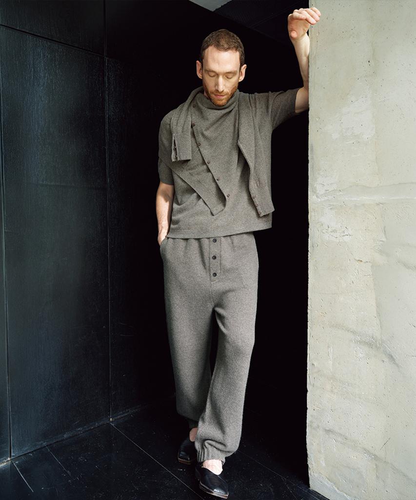 UMARMUNG Wool Cashmere Half Sleeve Pullover_Taupe