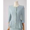 Win Women S Gold Button Fake Fur Peplum Jacket + Skirt Set