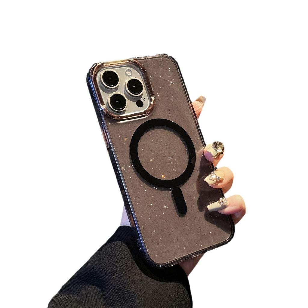 Pentru IPhone 17 Promax Husă cu Pudră Sclipitoare Aurie pentru Apple 16 Culoare Magnetic 15 Inel Obiectiv Placat Anti Cădere