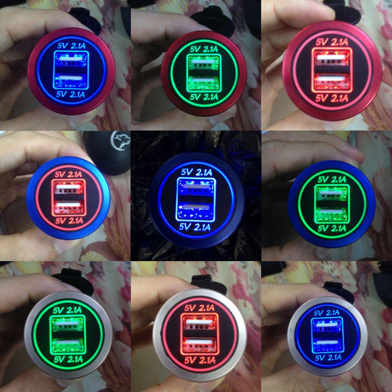 Waterproof DC 2.A Motorcycle Boat Car Dual USB Charger LED Power Adapter For Mobile Phone Tablet