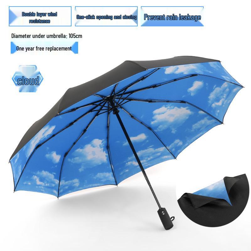 Double-Layer Automatic Windproof Umbrella: Durable, Large, and Portable for Two; Suitable for Men and Women In Any Weather