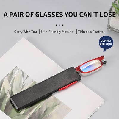 KAEDEK Unisex New Fashion Folding Reading Glasses Portable Anti Eyestrain Blue Light Blocking Readers Glasses With Box