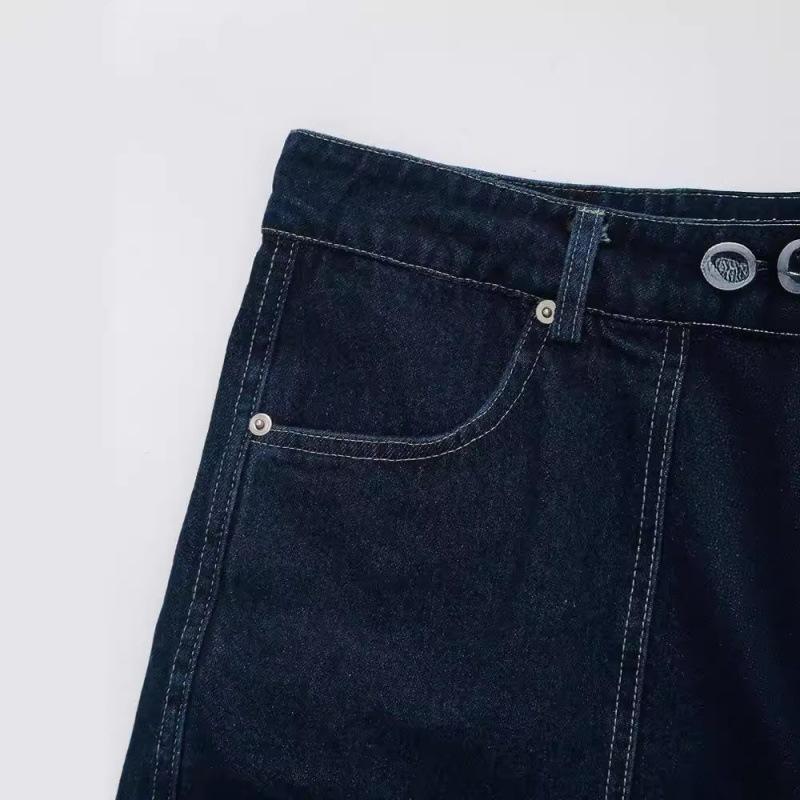 Dámský módní krátký slim střih s kapsou a límcem + asymetrická džínová sukně - sada 2 kusů