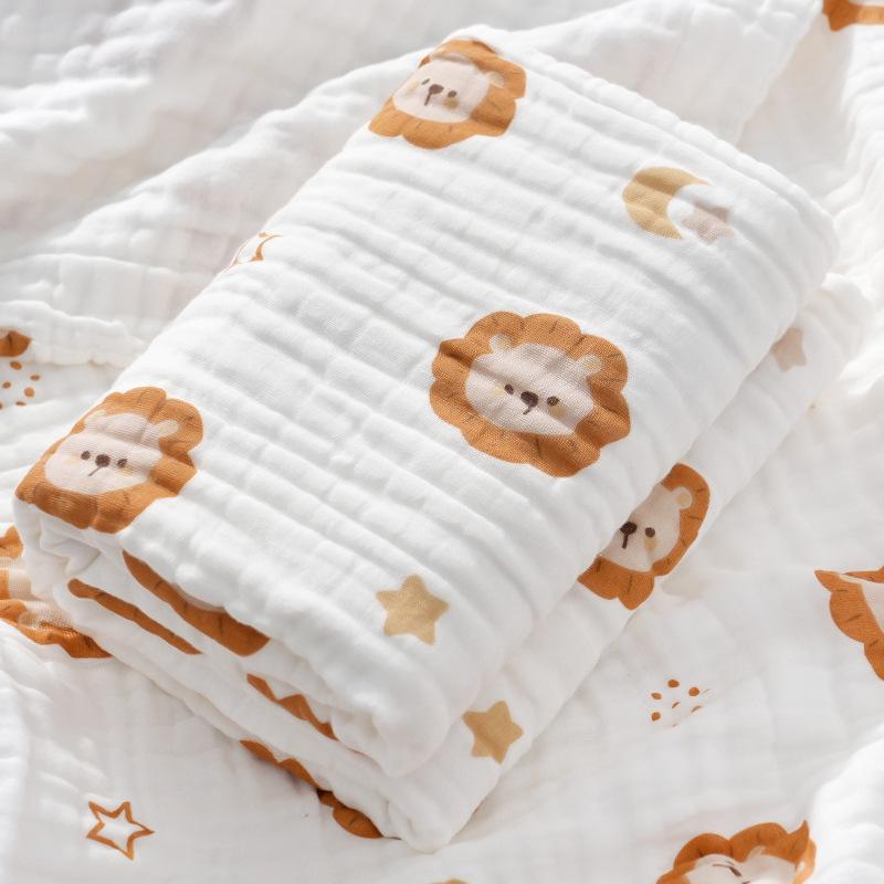 High-Density Six-Layer Pure Cotton Baby Bath Towel and Swaddling Blanket for Newborns and Children