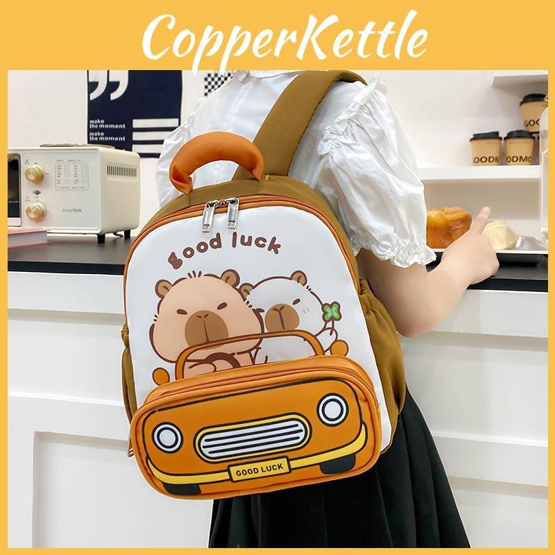 Kids Capybara Pattern School Bag With Cartoon Backpack Breathable Gifts Bag